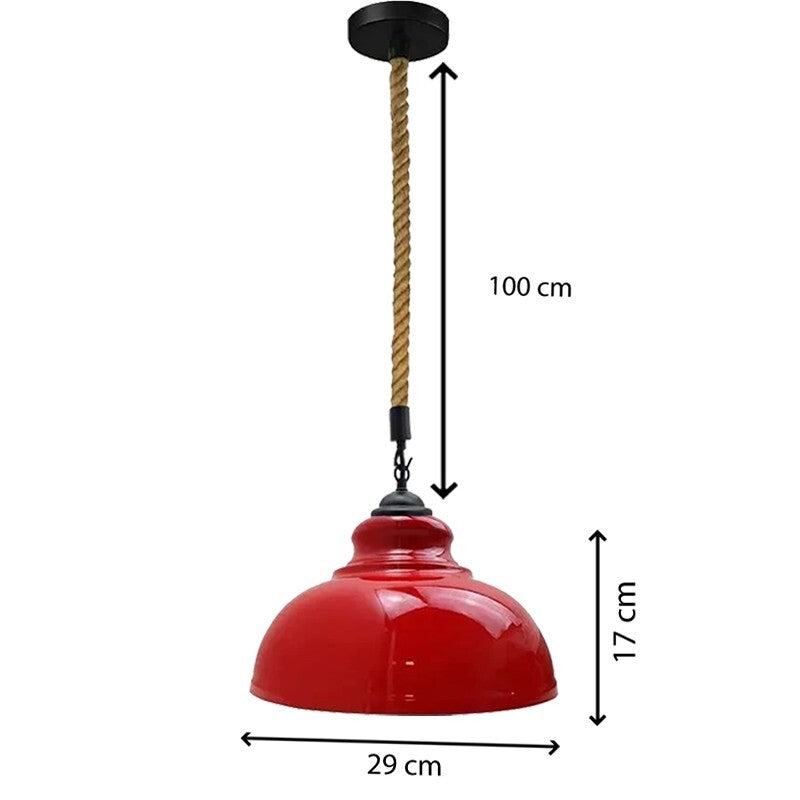 Hemp Rope Pendant Light – Curvy 29 cm Metal Shade, Many Colours - photo 2