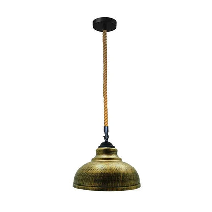 Hemp Rope Pendant Light – Curvy 29 cm Metal Shade, Many Colours - Black, Curvy 29 cm Brushed Brass, Without Bulb