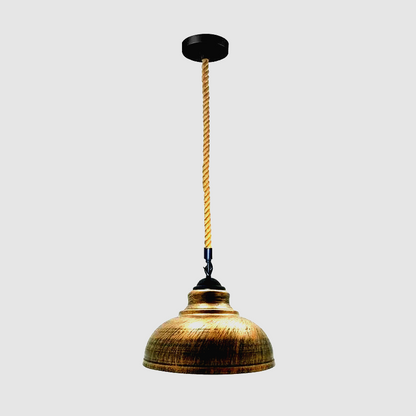 Hemp Rope Pendant Light – Curvy 29 cm Metal Shade, Many Colours - Black, Curvy 29 cm Brushed Copper, Without Bulb