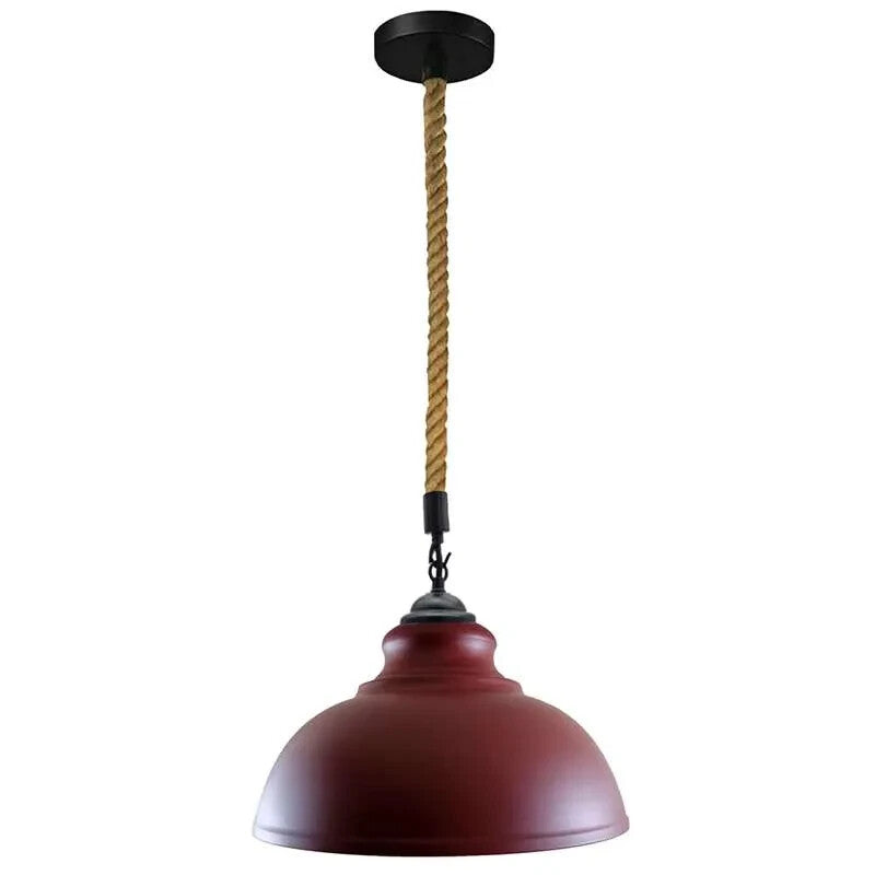 Hemp Rope Pendant Light – Curvy 29 cm Metal Shade, Many Colours - Black, Curvy 29 cm Burgundy, Without Bulb