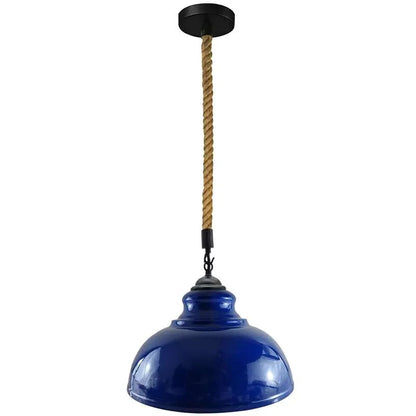 Hemp Rope Pendant Light – Curvy 29 cm Metal Shade, Many Colours - Black, Curvy 29 cm Navy Blue, Without Bulb