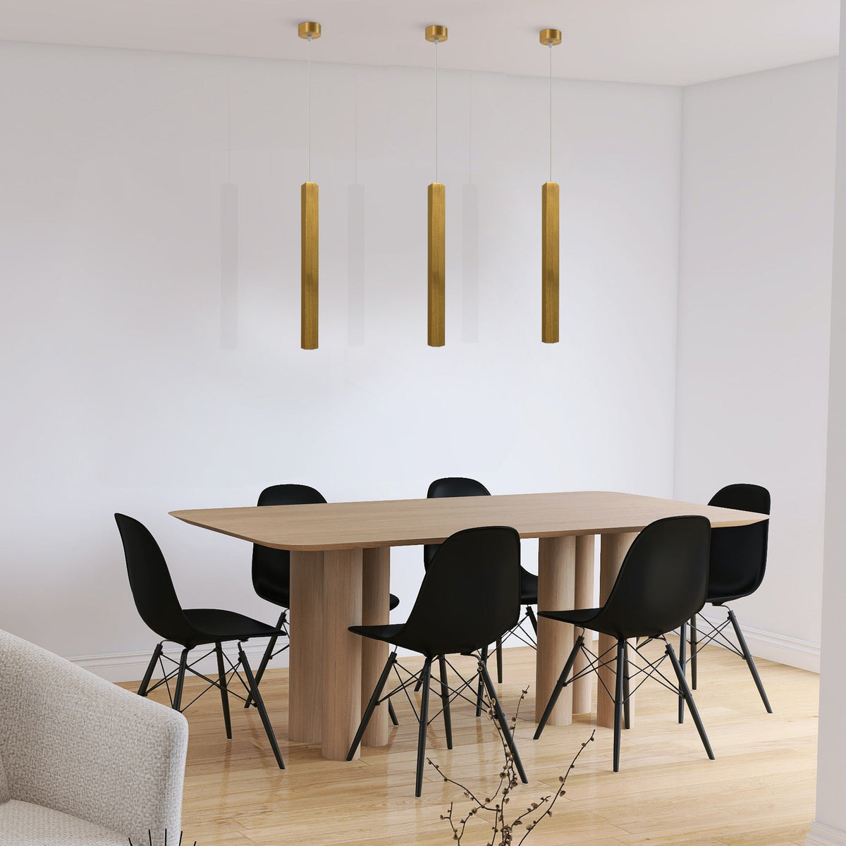 Cylinder Tube Pendant Light – Black or Gold, Single or Pair - photo 2
