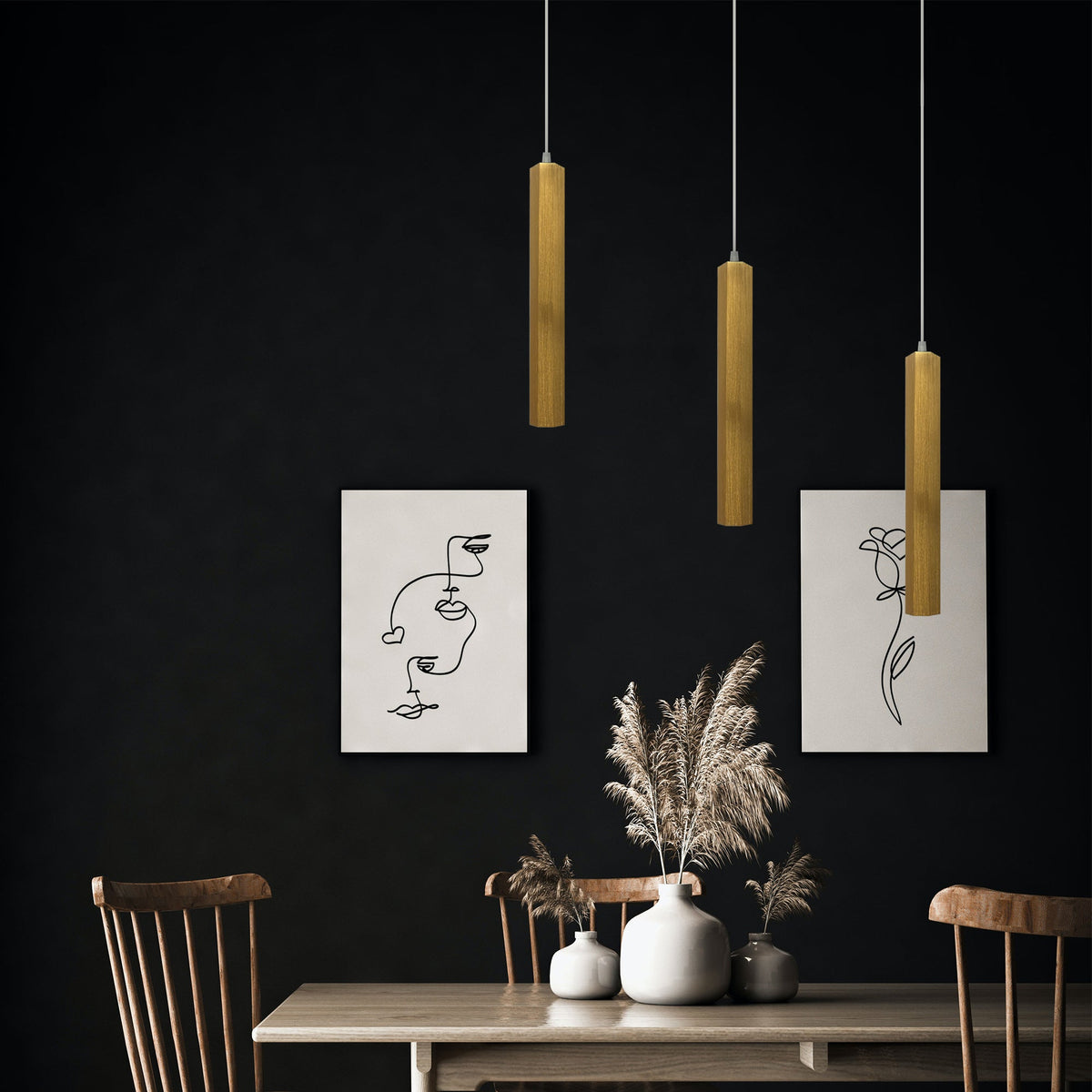 Cylinder Tube Pendant Light – Black or Gold, Single or Pair - photo 3