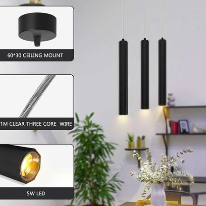 Cylinder Tube Pendant Light – Black or Gold, Single or Pair - photo 7
