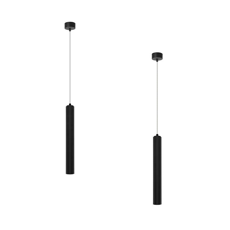Cylinder Tube Pendant Light – Black or Gold, Single or Pair - Black, Pack of 2, 5W LED