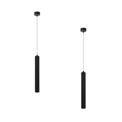 Cylinder Tube Pendant Light – Black or Gold, Single or Pair - Black, Pack of 2, 5W LED