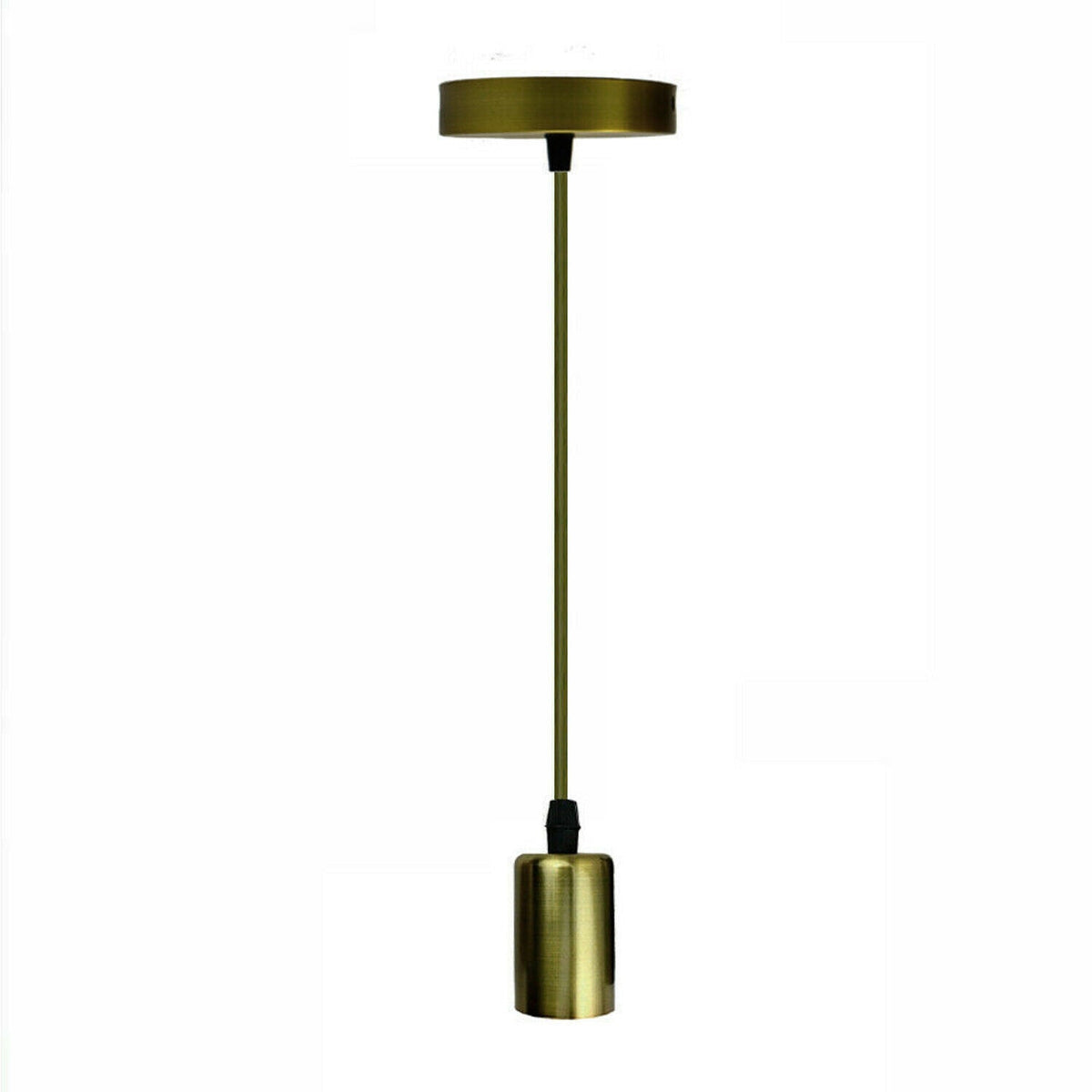Pendant Light Fitting – Green or Yellow Brass E27 Holder - Green Brass, Cage Brushed Brass, Without Bulb
