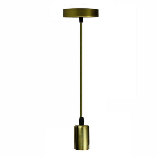 Pendant Light Fitting – Green or Yellow Brass E27 Holder - Green Brass, No Shade, Without Bulb