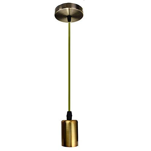 Pendant Light Fitting – Green or Yellow Brass E27 Holder - Yellow Brass, No Shade, Without Bulb