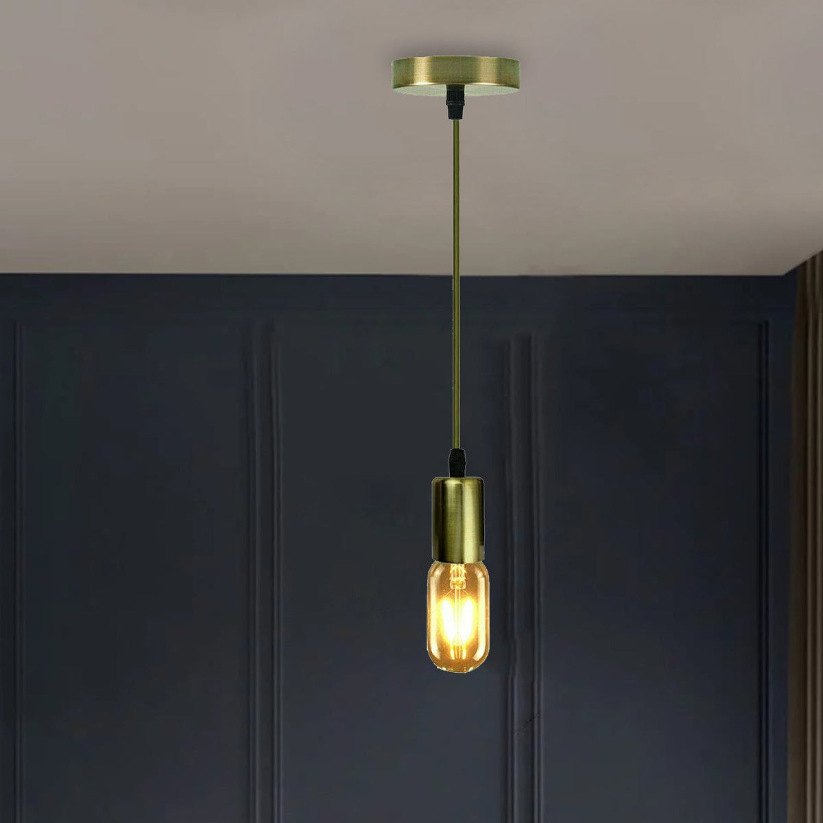 Pendant Light Fitting – Green or Yellow Brass E27 Holder - photo 2