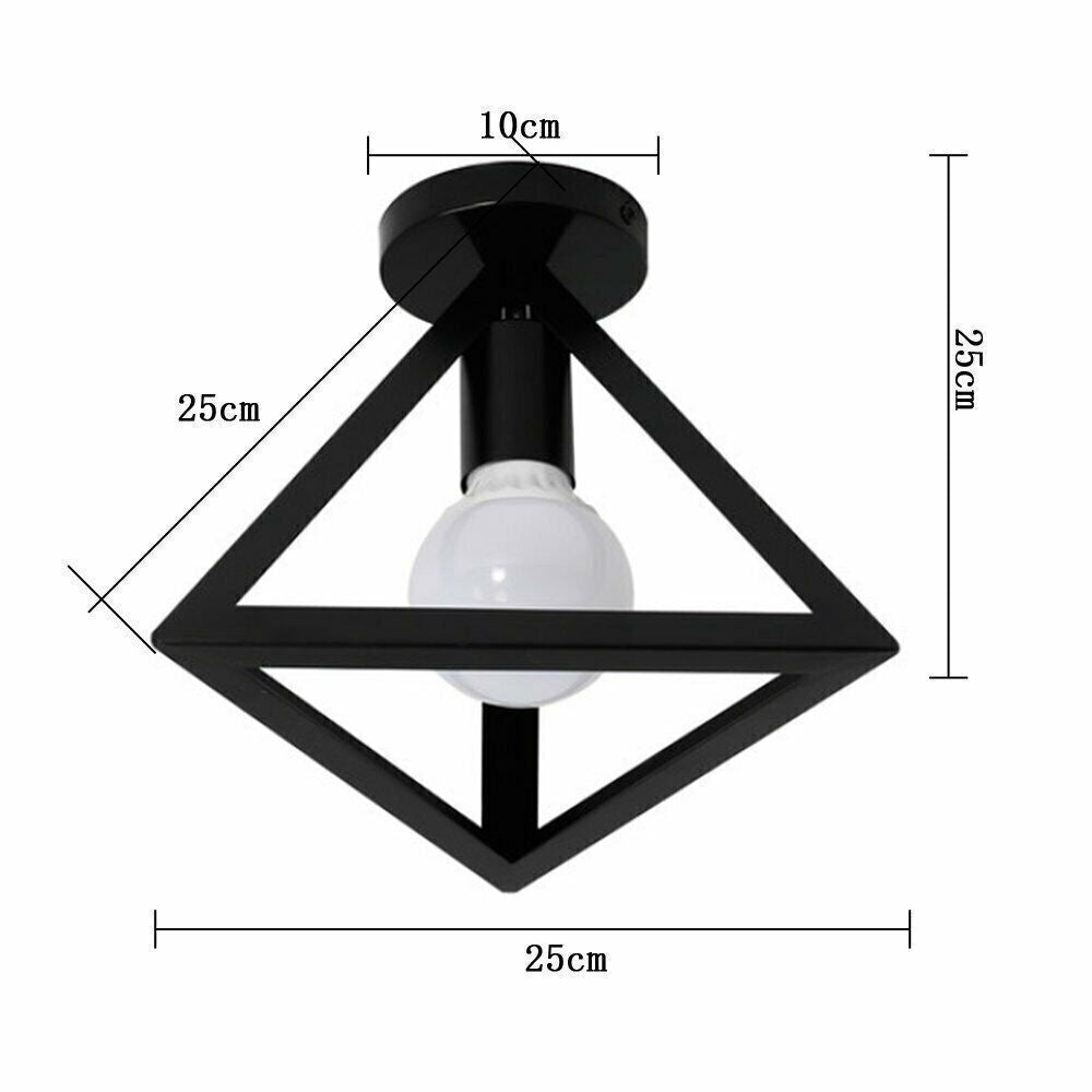 Triangle Cage Semi Flush Ceiling Light – Black, E27 - photo 3