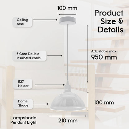 Dome Pendant Light – Cyan Blue, 21 cm, E27, Single or Pair - photo 2