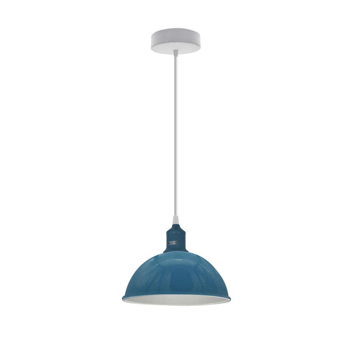 Dome Pendant Light – Cyan Blue, 21 cm, E27, Single or Pair - White, Dome 21 cm Cyan Blue, Without Bulb