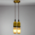 Twin Pendant Light – Yellow Brass Holders, Braided Cable, E27