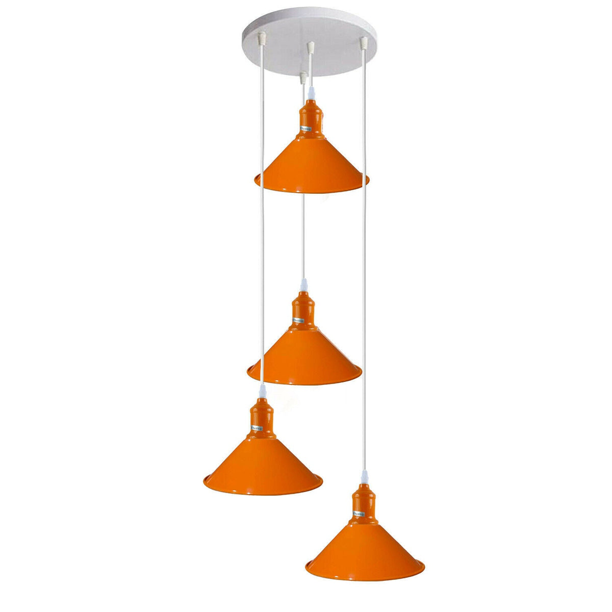 4 Light Cascade Pendant – Orange Cone Shades, 24 cm Round Plate, E27 - photo 7