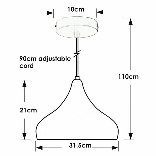 Bell Pendant Light 31.5 cm – Metal Shade, Optional Wooden Cord Grip