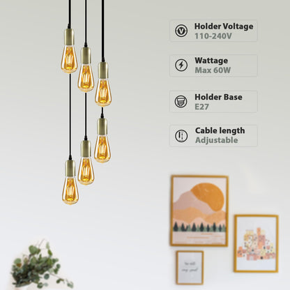 8-Light Cluster Pendant – 120 mm Rose, Adjustable Drops, E27 - photo 3