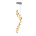 8-Light Cluster Pendant – Chrome Holders, 12 cm Rose, E27 - Chrome, No Shade, 8 x ST64 Bulbs
