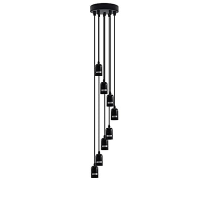 8-Light Cluster Pendant – 120 mm Rose, Adjustable Drops, E27 - Matt Black, No Shade, Without Bulb