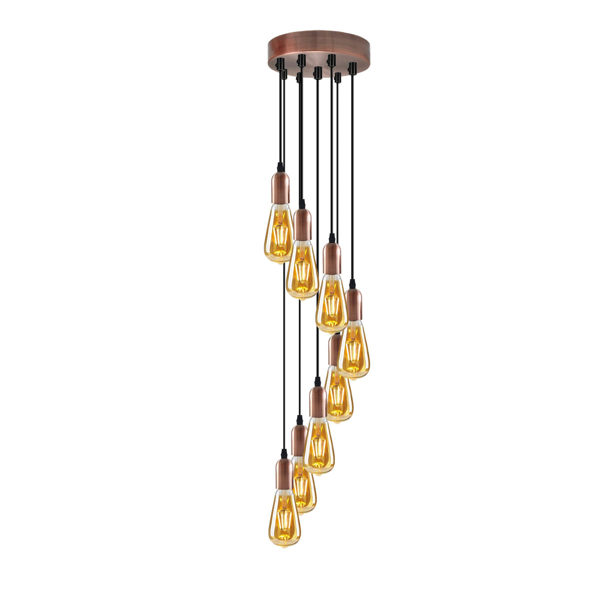 8-Light Cluster Pendant – 120 mm Rose, Adjustable Drops, E27 - photo 10