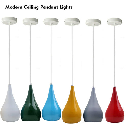 Teardrop Pendant Light – 16 cm Metal Shade, 11 Colours, E27 - photo 2