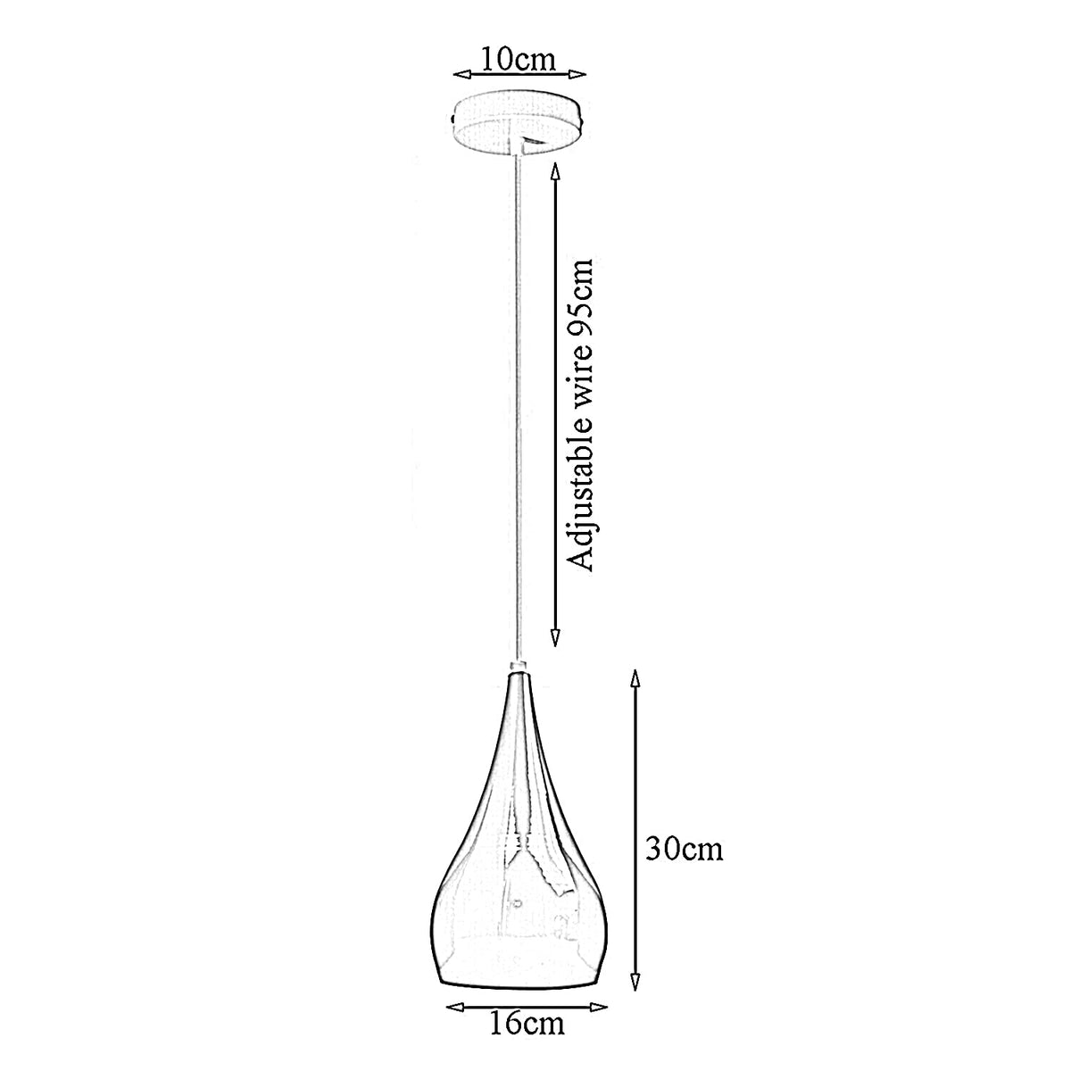 Teardrop Pendant Light – 16 cm Metal Shade, 11 Colours, E27 - photo 4