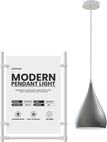 Teardrop Pendant Light – 16 cm Metal Shade, 11 Colours, E27 - photo 5