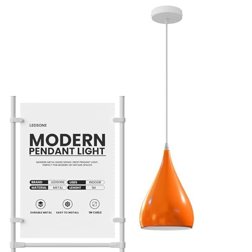 Teardrop Pendant Light – 16 cm Metal Shade, 11 Colours, E27 - photo 6