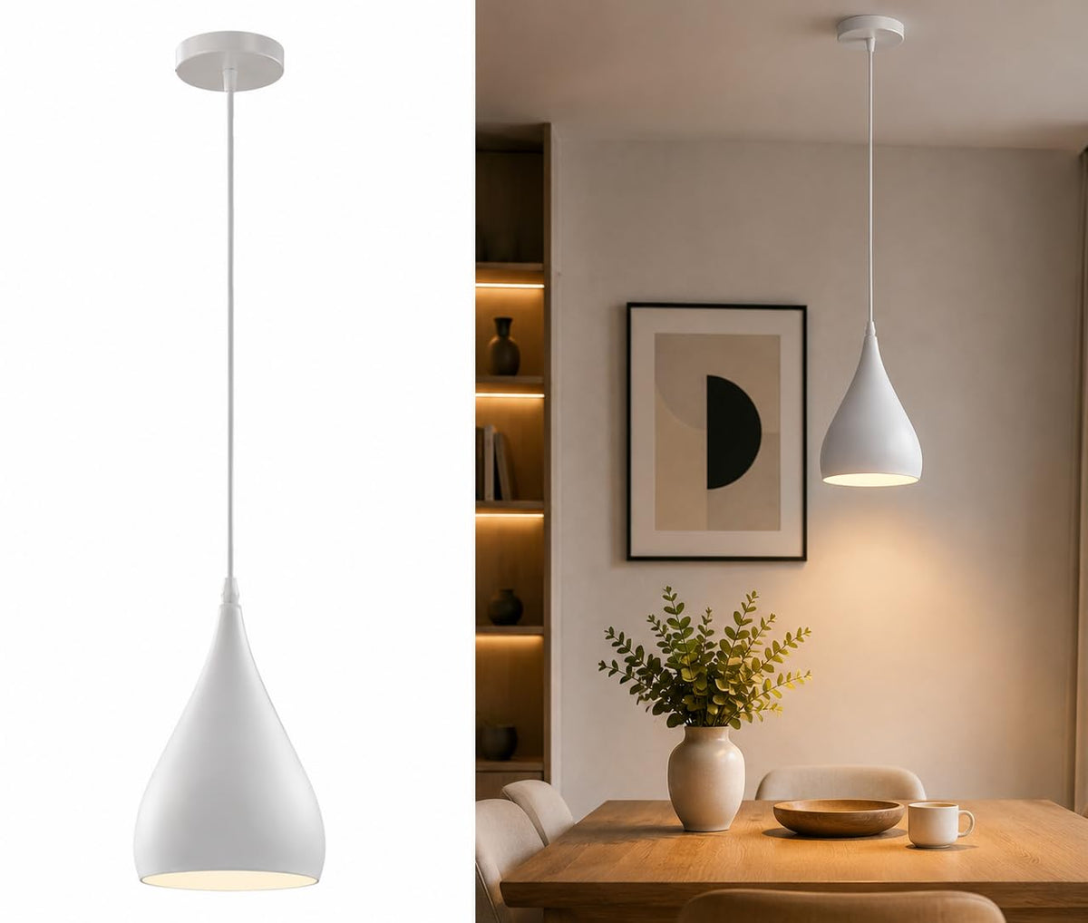 Teardrop Pendant Light – 16 cm Metal Shade, 11 Colours, E27 - photo 7