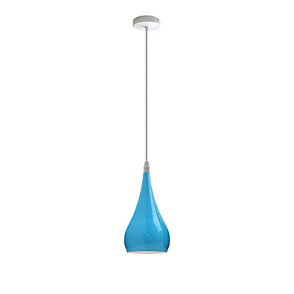 Teardrop Pendant Light – 16 cm Metal Shade, 11 Colours, E27 - White, Teardrop 16 cm Blue, Without Bulb