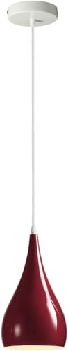 Teardrop Pendant Light – 16 cm Metal Shade, 11 Colours, E27 - White, Teardrop 16 cm Burgundy, Without Bulb