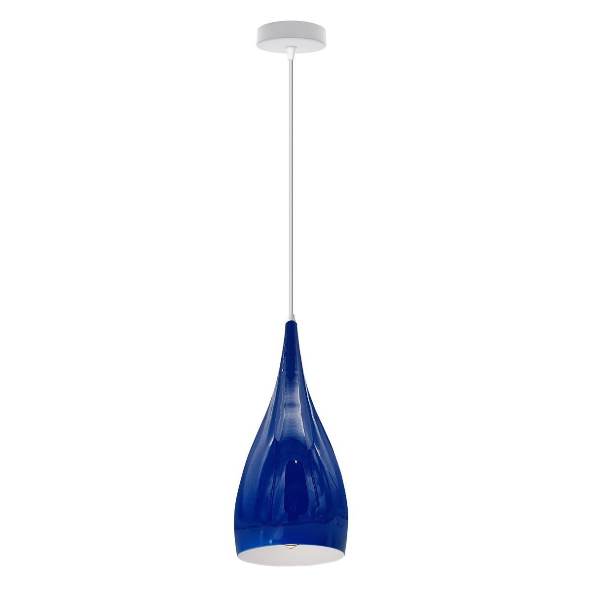 Teardrop Pendant Light – 16 cm Metal Shade, 11 Colours, E27 - White, Teardrop 16 cm Navy Blue, Without Bulb