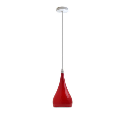 Teardrop Pendant Light – 16 cm Metal Shade, 11 Colours, E27 - White, Teardrop 16 cm Red, Without Bulb