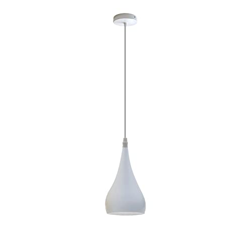 Teardrop Pendant Light – 16 cm Metal Shade, 11 Colours, E27 - White, Teardrop 16 cm White, Without Bulb