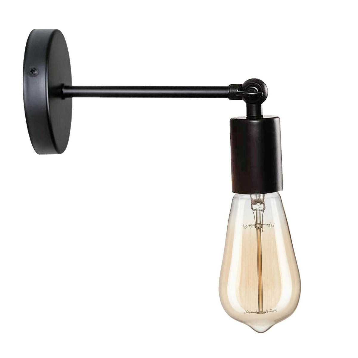 Adjustable Arm Wall Light Holder – Black, E27, 240° Swivel - photo 3