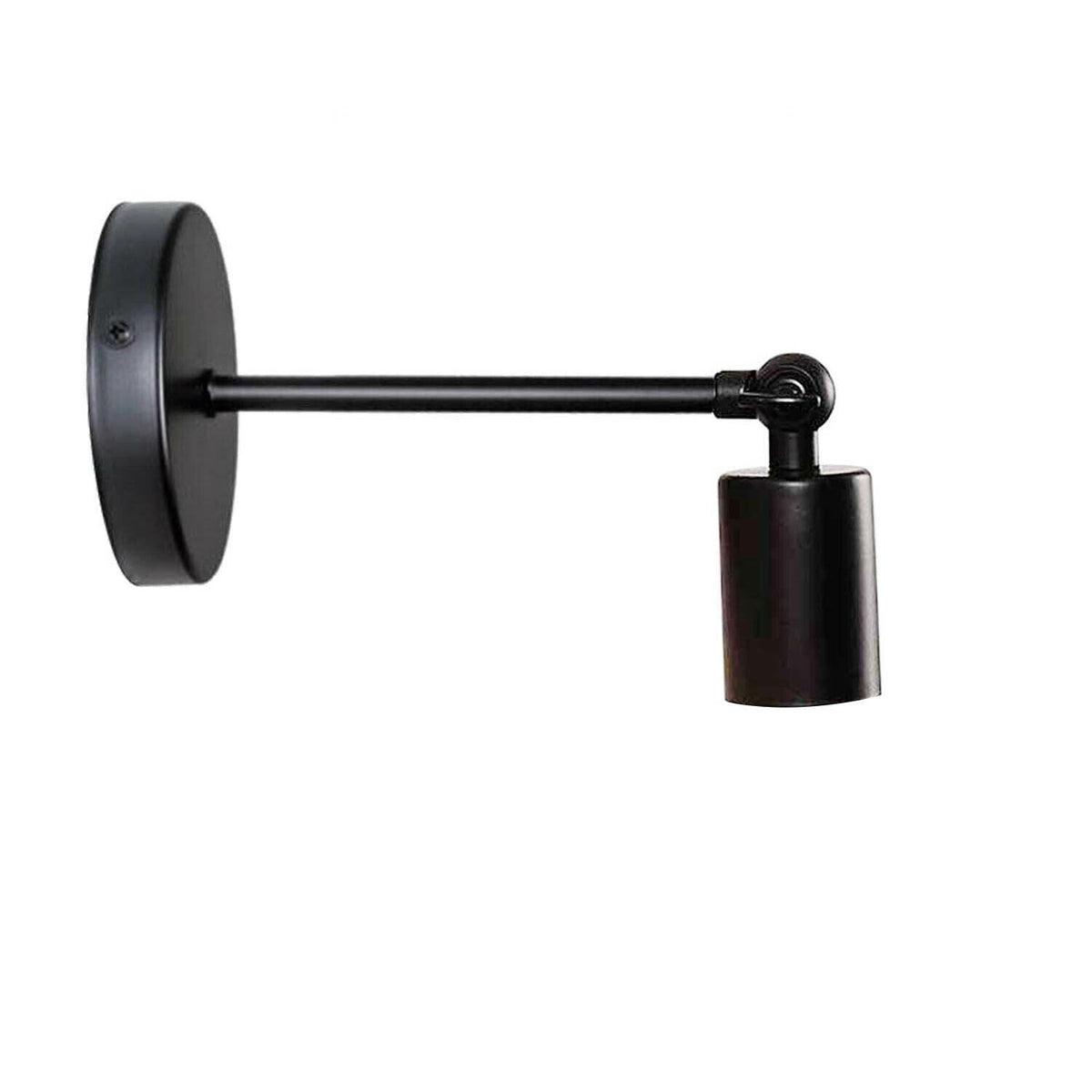 Adjustable Arm Wall Light Holder – Black, E27, 240° Swivel - Black, No Shade, Without Bulb
