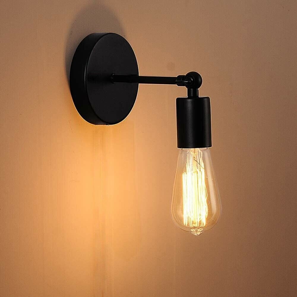 Adjustable Arm Wall Light Holder – Black, E27, 240° Swivel - photo 2