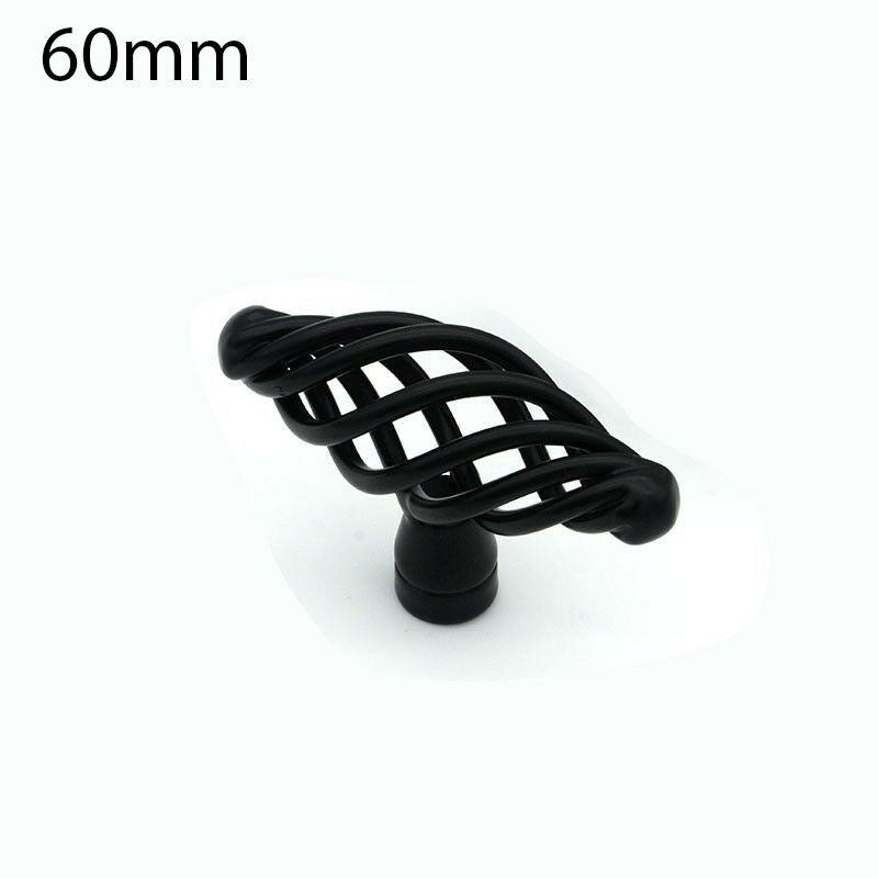 Black Birdcage Cabinet Knobs & Handles – Round, Oval, Bar or D Handle - Oval Knob, 60 mm, Single