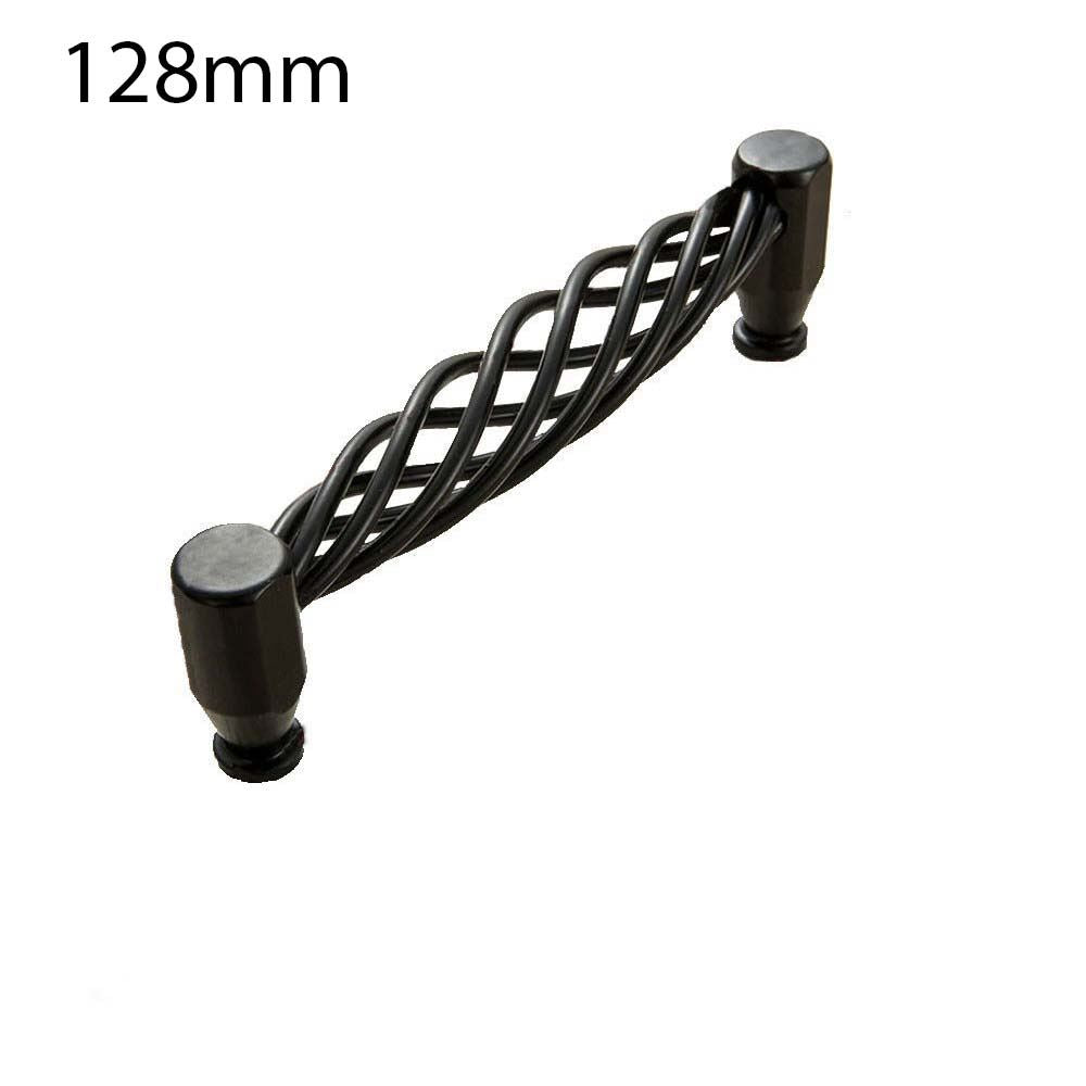 Black Birdcage Cabinet Knobs & Handles – Round, Oval, Bar or D Handle - Bar Handle, 128 mm Holes, Single