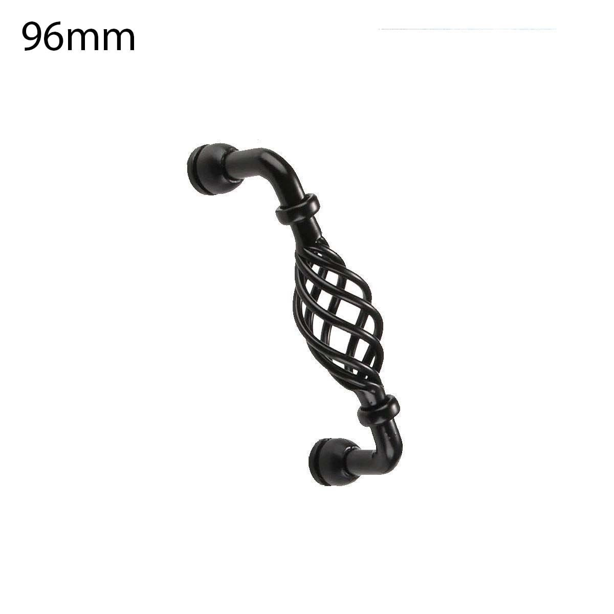 Black Birdcage Cabinet Knobs & Handles – Round, Oval, Bar or D Handle - D Handle, 96 mm Holes, Single