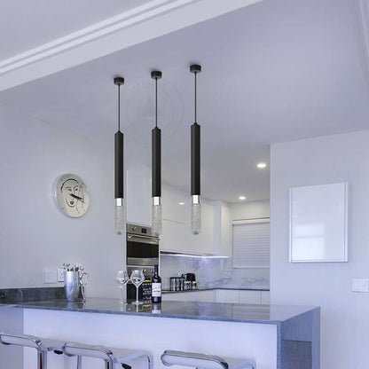 Slim Tube Pendant Light – Black, E14, Crystal LED Bulbs - photo 2