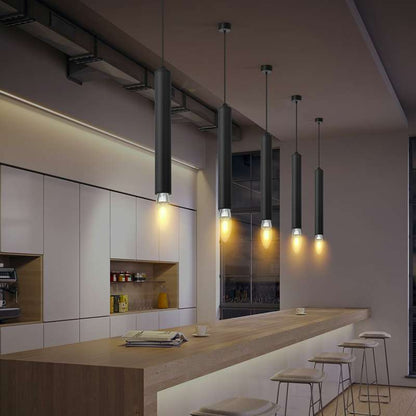 Slim Tube Pendant Light – Black, E14, Crystal LED Bulbs - photo 3