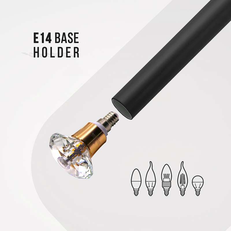 Slim Tube Pendant Light – Black, E14, Crystal LED Bulbs - photo 5