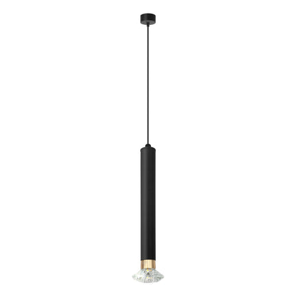 Slim Tube Pendant Light – Black, E14, Crystal LED Bulbs - Black, Single, Crystal LED Bulb 4W