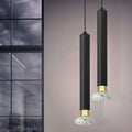 Slim Tube Pendant Light – Black, E14, Crystal LED Bulbs