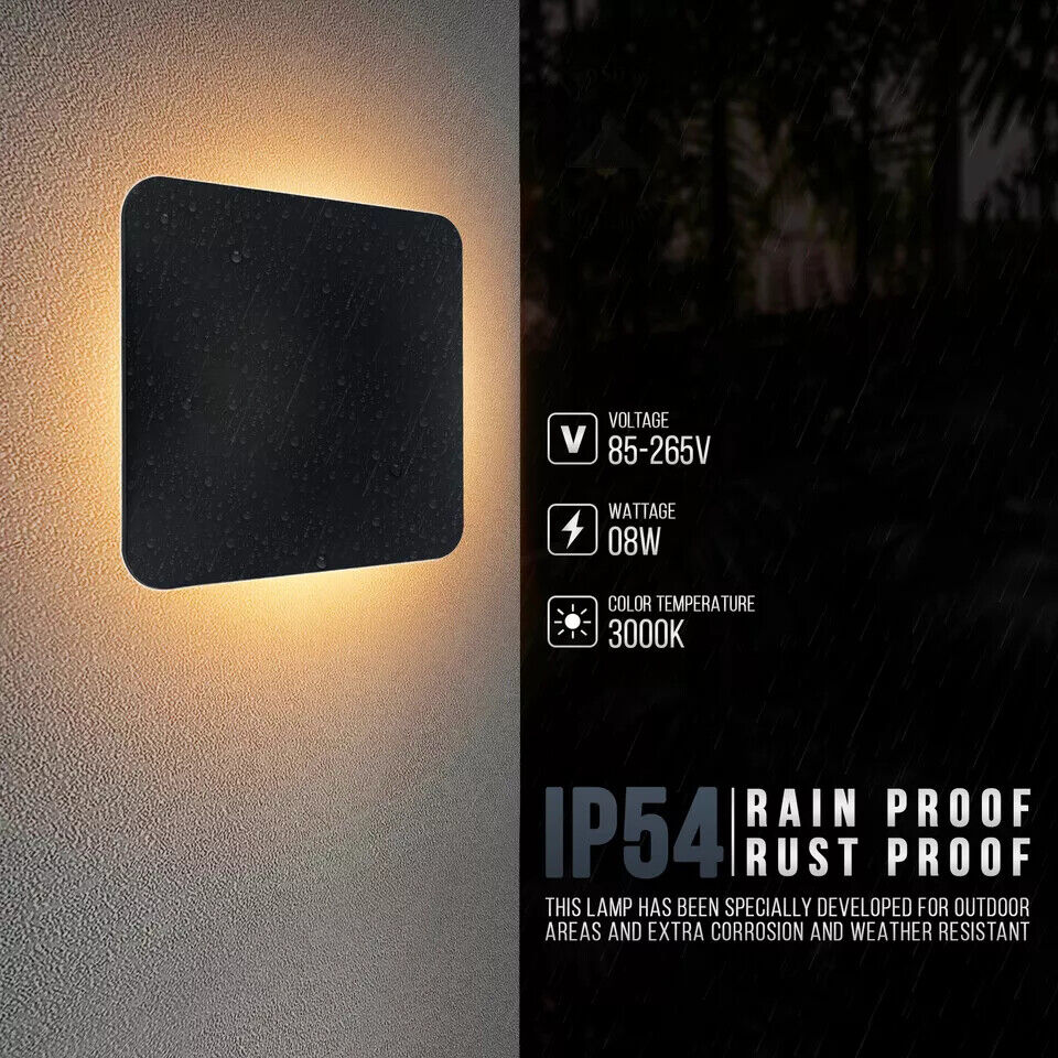 Square LED Halo Wall Light IP54 – Black, Warm White - photo 2