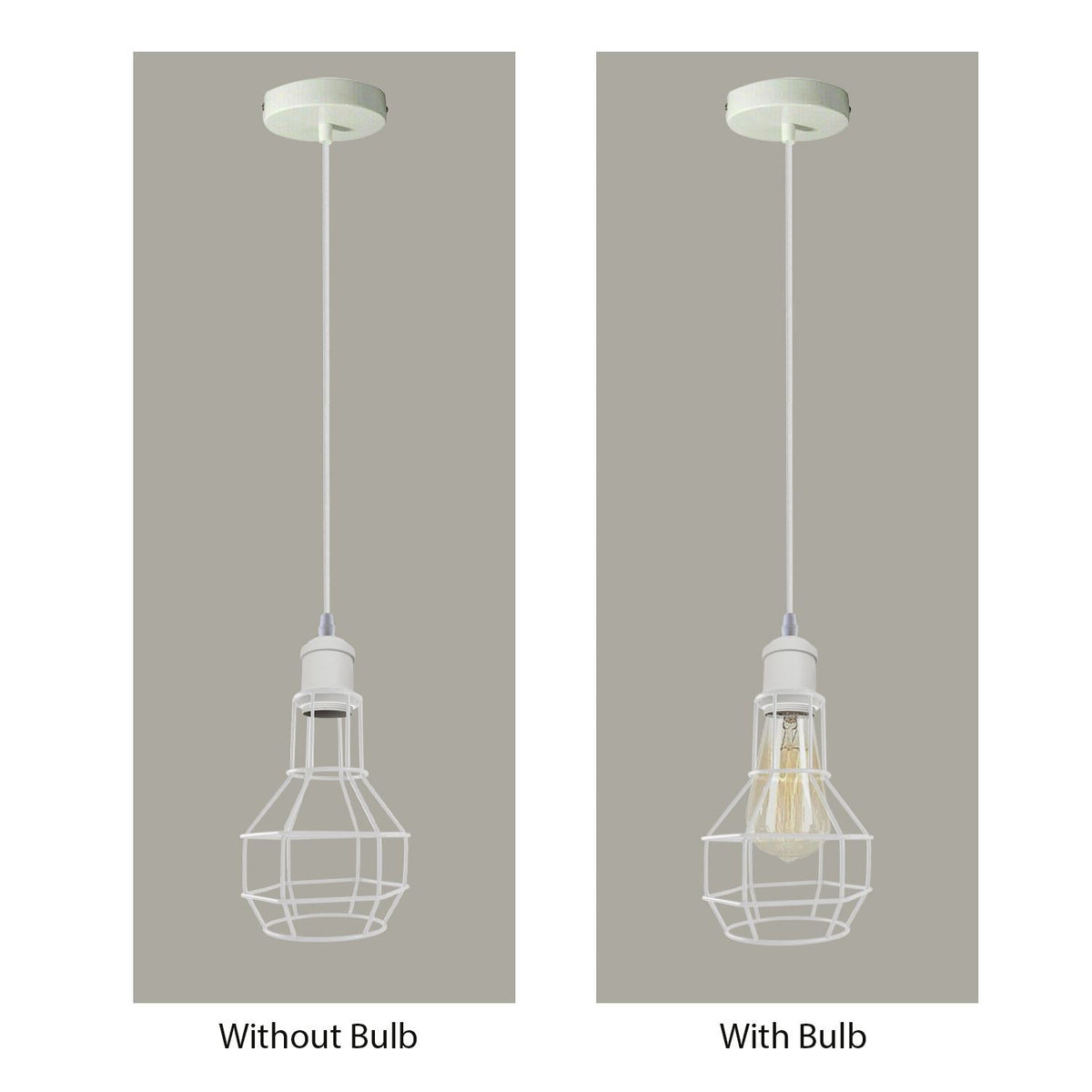 3 Light White Cluster Pendant – Wire Cage or Cone Shades, E27 - photo 9