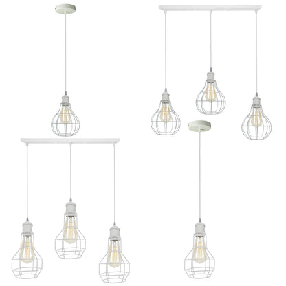 3 Light White Cluster Pendant – Wire Cage or Cone Shades, E27 - photo 13