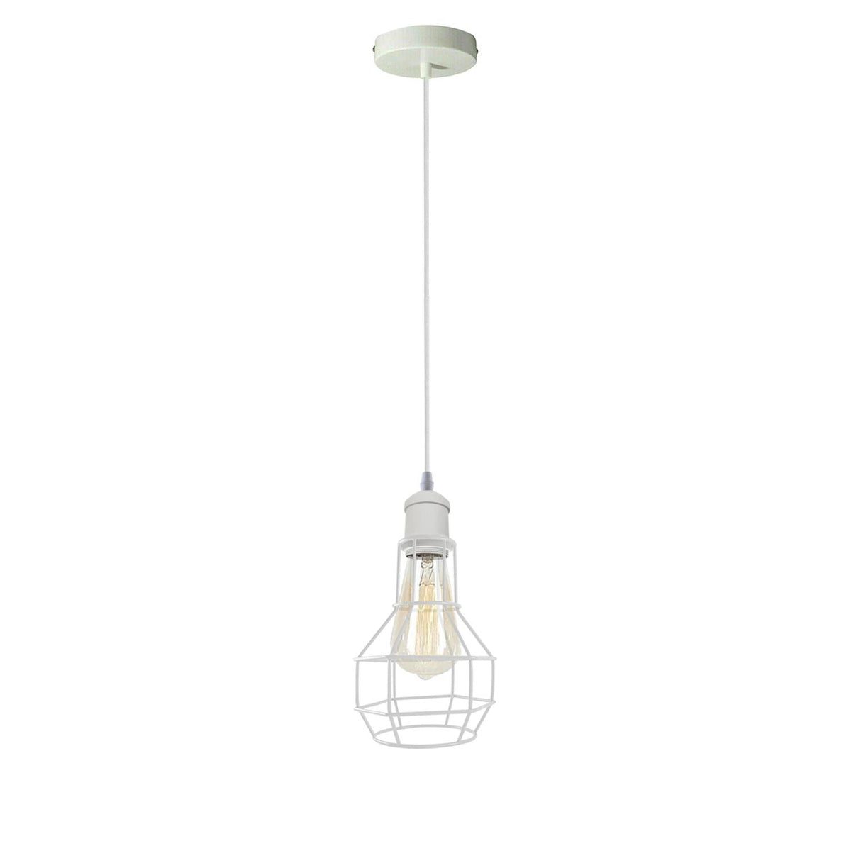 3 Light White Cluster Pendant – Wire Cage or Cone Shades, E27 - photo 14