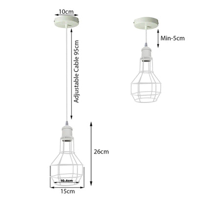 3 Light White Cluster Pendant – Wire Cage or Cone Shades, E27 - photo 3
